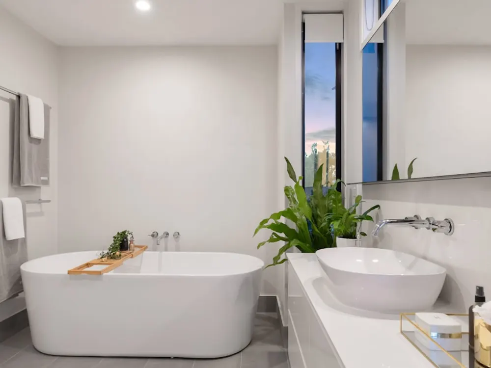 Spotless modern bathroom after cleaning